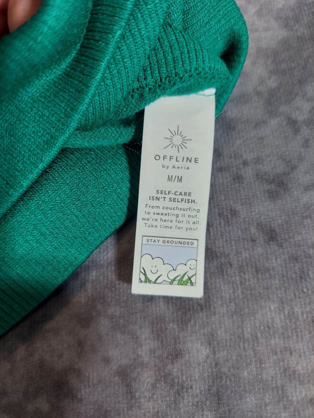 OFFLINE by Aerie Seamless Cropped Short Sleeve Top M Med Green Sweatshirt Feel - Picture 6 of 8